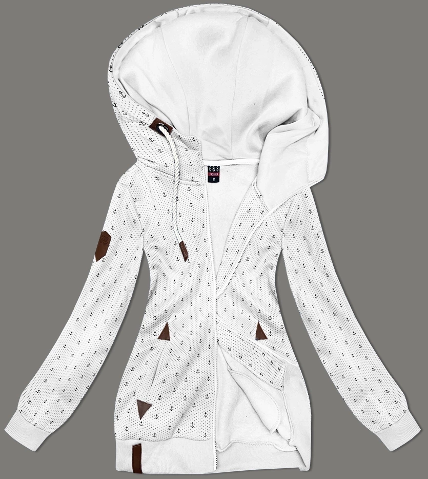 Rozpinana bluza damska ze ściągaczami biała (2306)