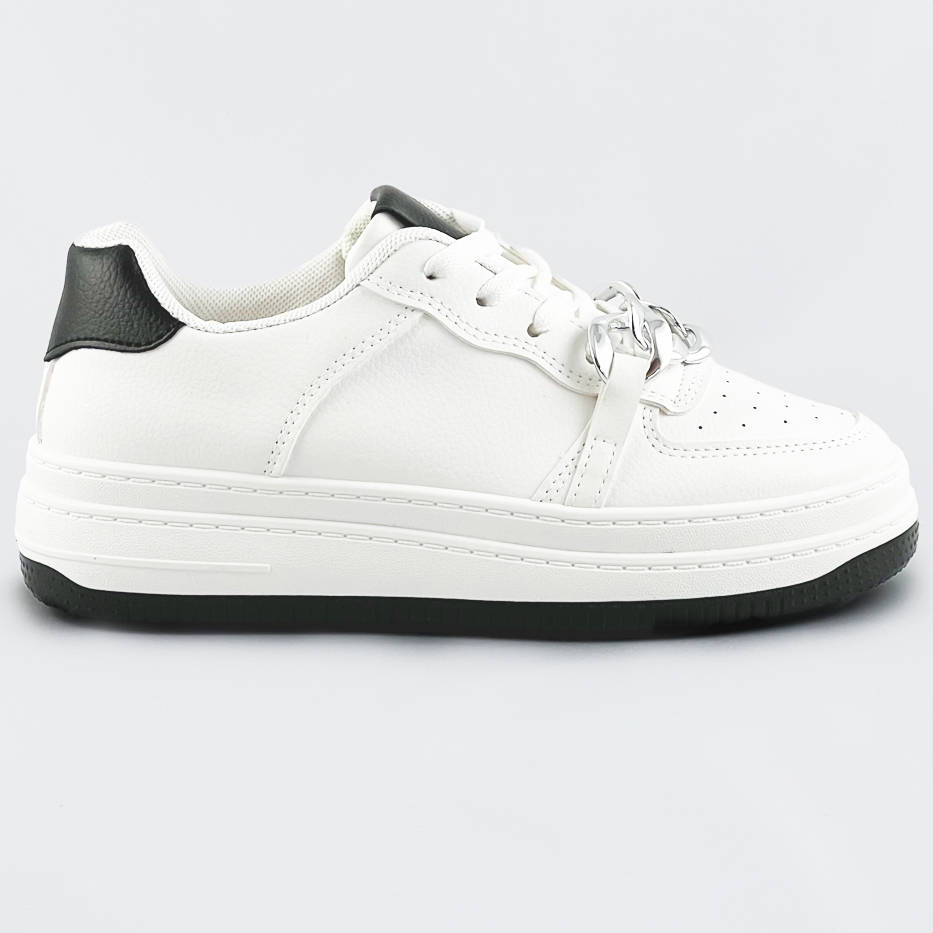 Sportowe buty z łańcuchem damskie biało-czarne (b-545)