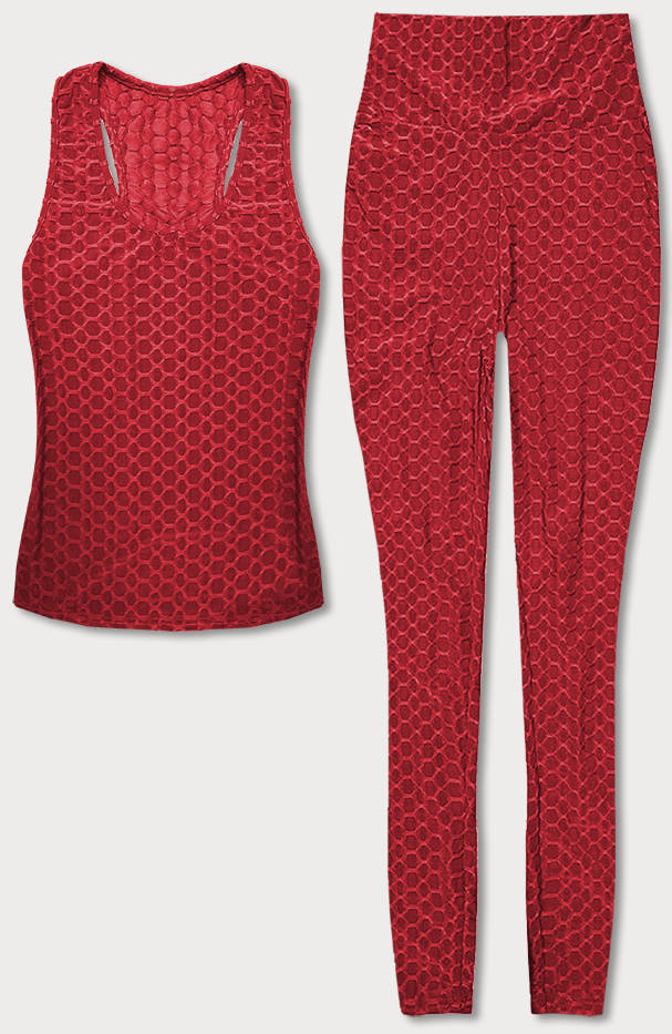 Sportowy komplet top i legginsy czerwony (YW88037-5)
