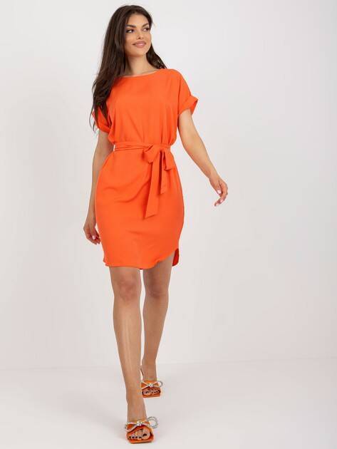 Sukienka z okrągłym dekoltem pomarańczowa (2905)