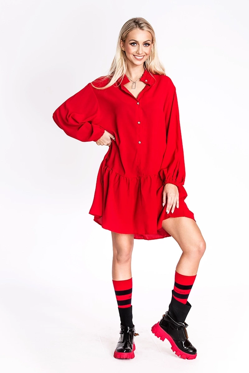 Sukienka z rękawami typu nietoperz Ann Gissy czerwona (XY202118)