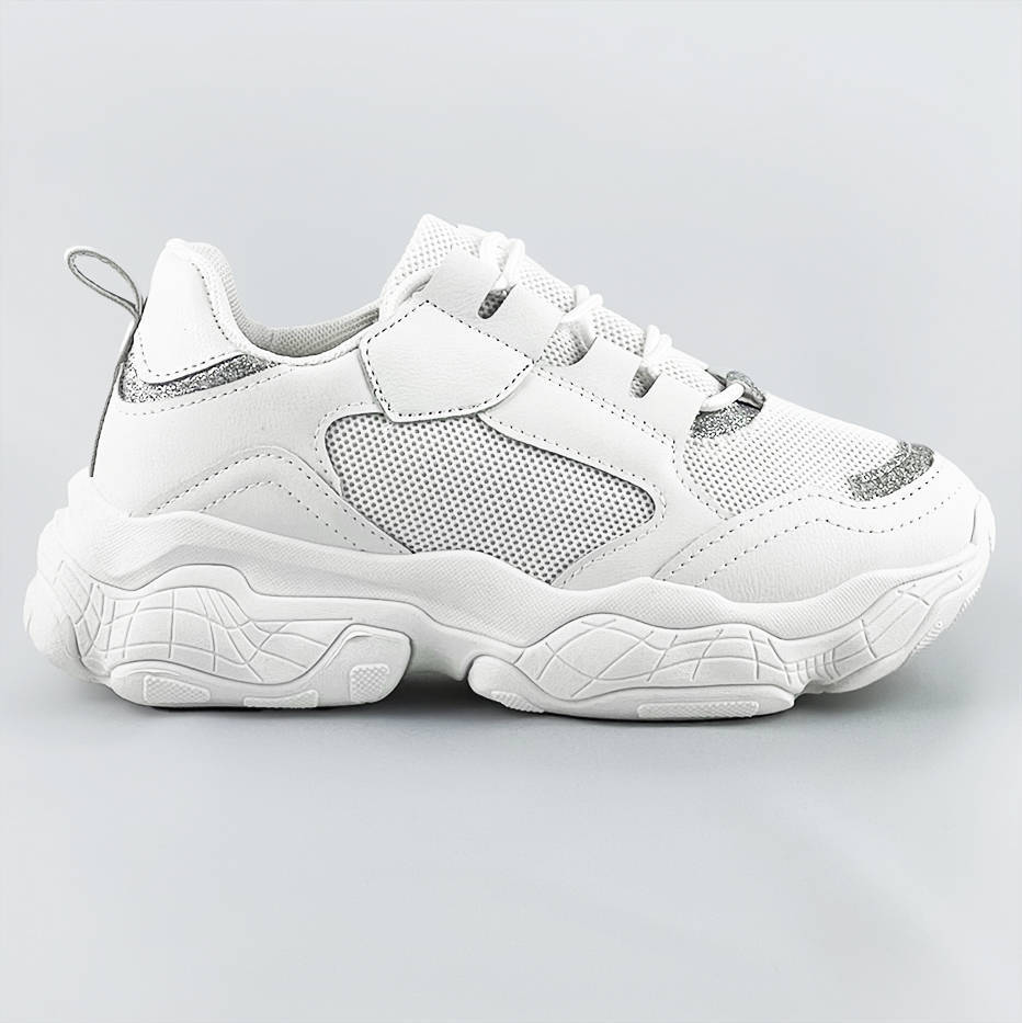 Sznurowane sneakersy damskie białe (172)