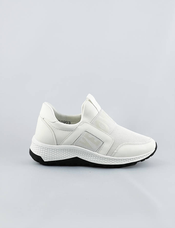Wsuwane buty damskie z gumką białe (c1003)